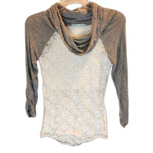 Maurices white gray cowled neck womens size XS fall sexy preppy long sleeve